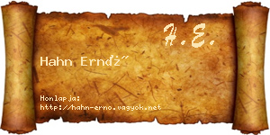 Hahn Ernő névjegykártya